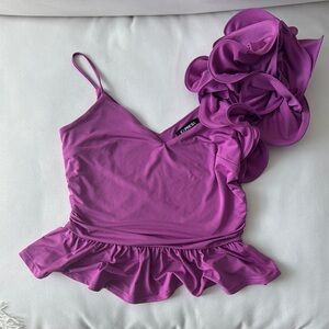 Express Magenta One-Shoulder Ruffle Top